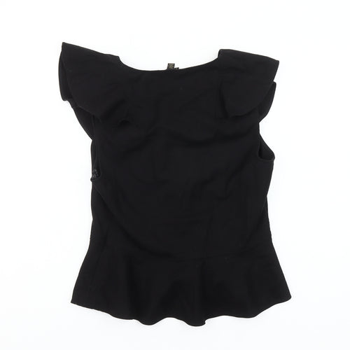 Ted Baker Women's Black Ruffle Wrap Blouse Size 12