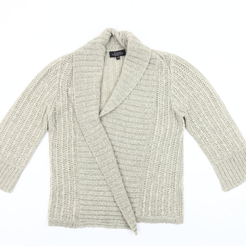 Debenhams Women Beige Open Knit Cardigan Size 10 3/4 Sleeve