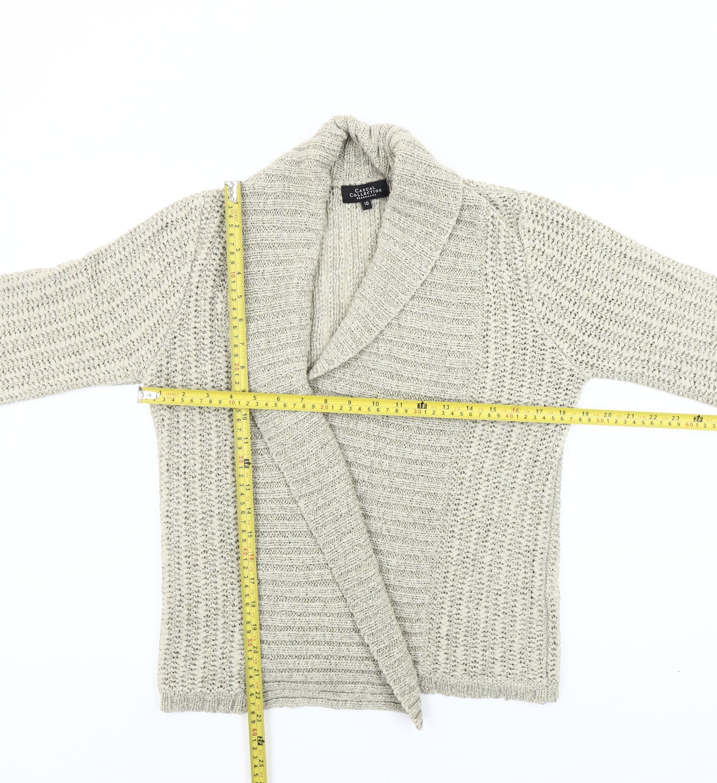 Debenhams Women Beige Open Knit Cardigan Size 10 3/4 Sleeve