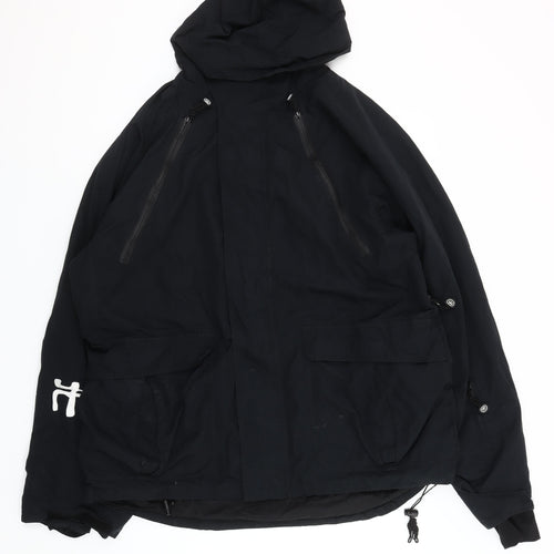 Moah Men’s Black XL Hooded Parka Jacket with Zip Pockets