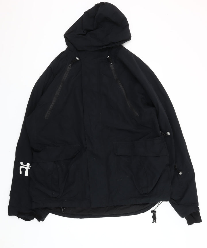 Moah Men’s Black XL Hooded Parka Jacket with Zip Pockets