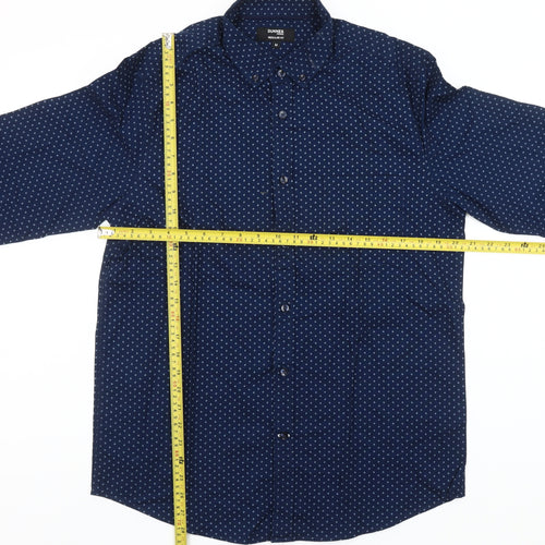 Dunnes Stores Men's Blue Regular Fit Long Sleeve Cotton Button-Up Shirt M 38-40"