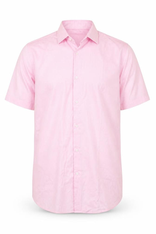 Front view of Primark Men's Pink Slim Fit Cotton Long Sleeve Button-Up Shirt 16 Collar