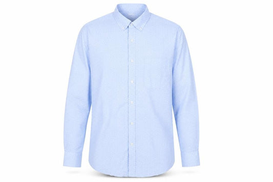 Front view of Dunnes Men's Blue Regular Fit Oxford Button-Up Shirt M