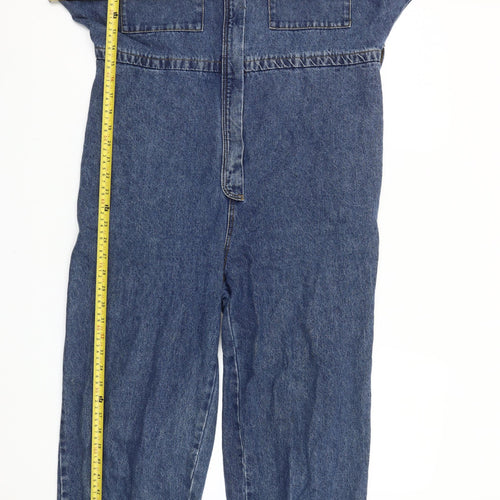 Denim Co Women Blue Denim Jumpsuit Size 16 Long Sleeve Zip Front