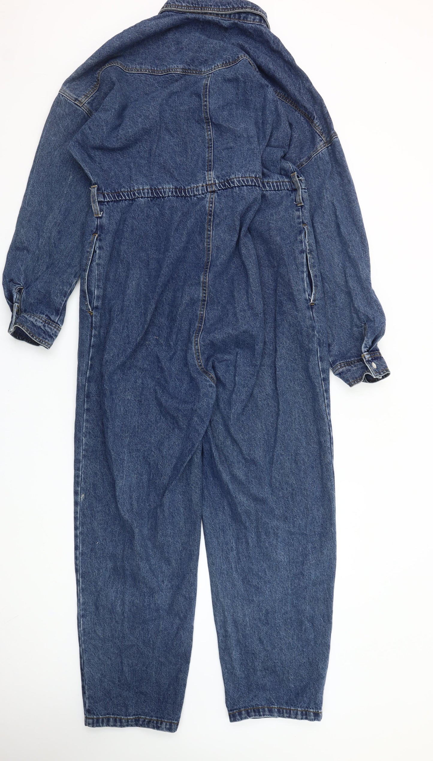 Denim Co Women Blue Denim Jumpsuit Size 16 Long Sleeve Zip Front