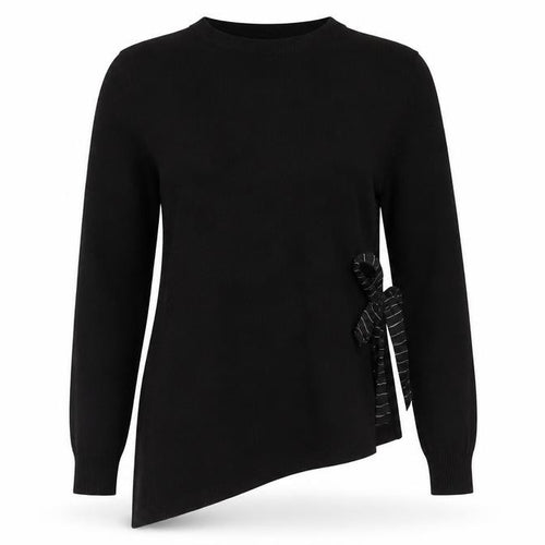 Mint Velvet Women’s Black Asymmetric Bow Jumper Size 12