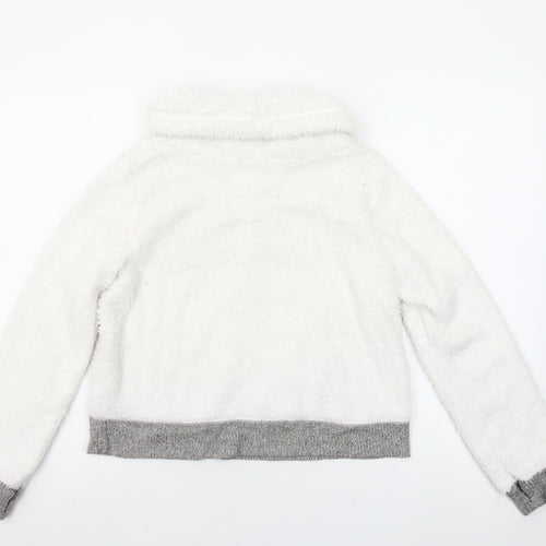 Hollister Women White Faux Fur Pullover Hoodie XS