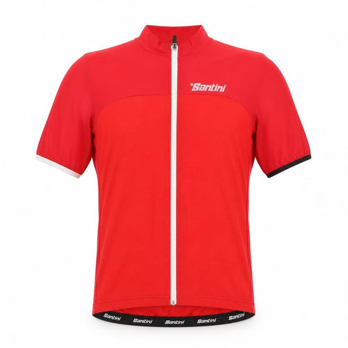 Santini Men's Red Cycling Jersey S Short Sleeve Full Zip Activewear Top