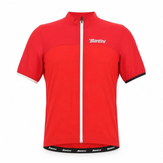 Santini Men's Red Cycling Jersey S Short Sleeve Full Zip Activewear Top