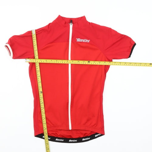Santini Men's Red Cycling Jersey S Short Sleeve Full Zip Activewear Top