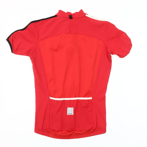 Santini Men's Red Cycling Jersey S Short Sleeve Full Zip Activewear Top