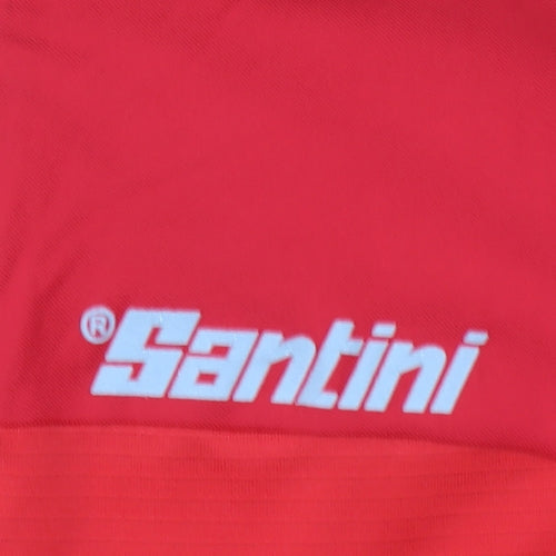 Santini Men's Red Cycling Jersey S Short Sleeve Full Zip Activewear Top