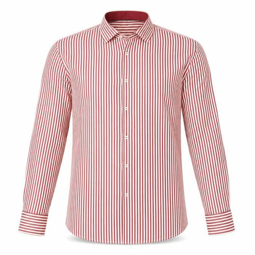 Jack Doyle Men's Red Striped Cotton Button-Up Shirt 15.5in Regular Fit