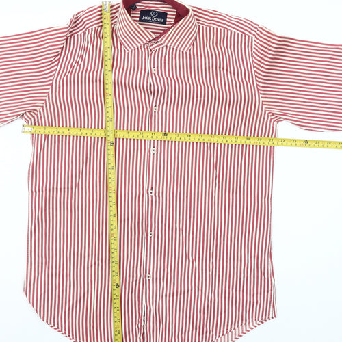 Jack Doyle Men's Red Striped Cotton Button-Up Shirt 15.5in Regular Fit