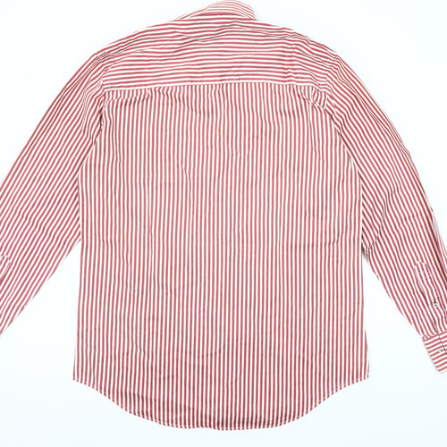 Jack Doyle Men's Red Striped Cotton Button-Up Shirt 15.5in Regular Fit