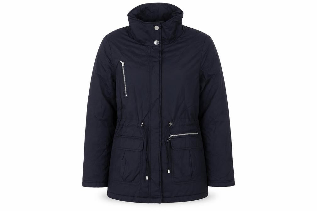 Front view of Kaliko Women's Black, size 12, Parka Jacket with Zip Pockets