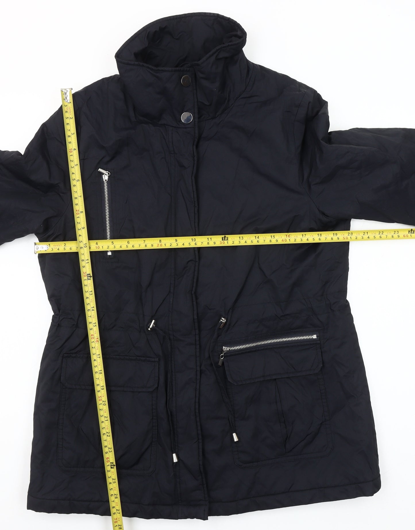 Kaliko Women's Black Size 12 Parka Jacket with Zip Pockets