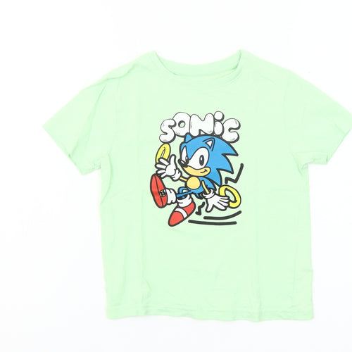 Sonic The Hedgehog Girls Green Graphic T-Shirt Short Sleeve 5-6 Years