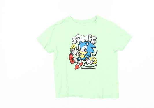 Sonic The Hedgehog Girls Green Graphic T-Shirt Short Sleeve 5-6 Years