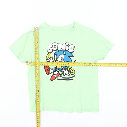 Sonic The Hedgehog Girls Green Graphic T-Shirt Short Sleeve 5-6 Years