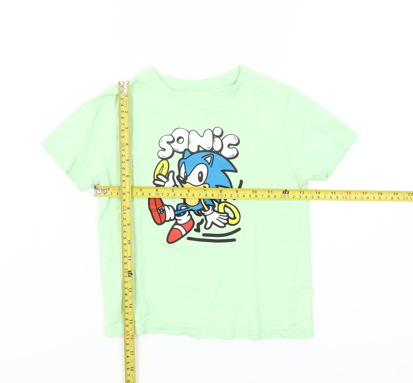Sonic The Hedgehog Girls Green Graphic T-Shirt Short Sleeve 5-6 Years