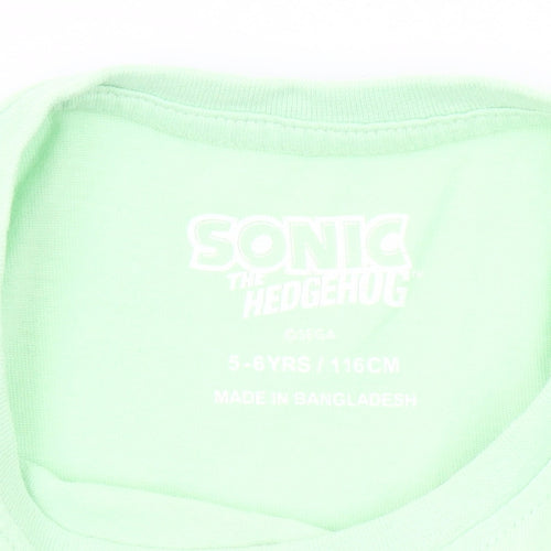 Sonic The Hedgehog Girls Green Graphic T-Shirt Short Sleeve 5-6 Years