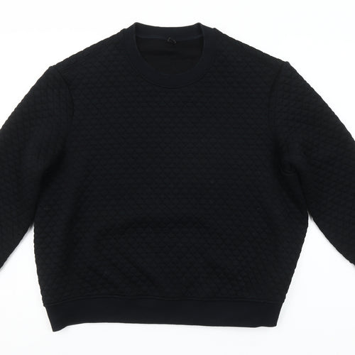 Uniqlo Women Black Quilted Pullover Sweatshirt XL Polyester Blend