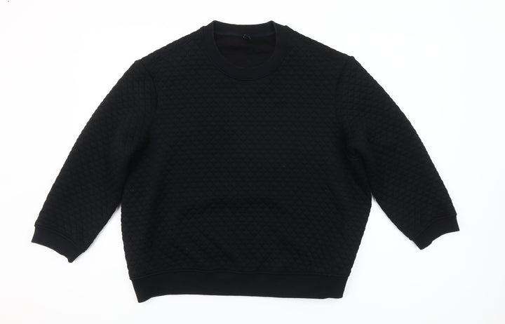 Uniqlo Women Black Quilted Pullover Sweatshirt XL Polyester Blend