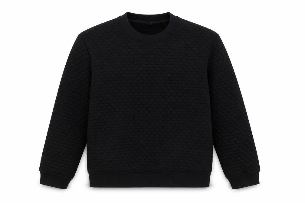 Front view of Uniqlo Women Black Quilted Pullover Sweatshirt XL Polyester Blend