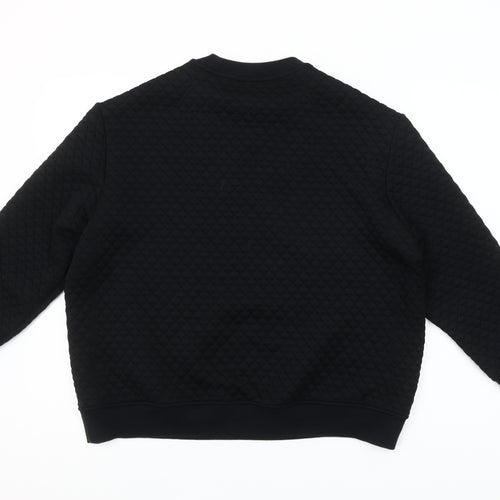 Uniqlo Women Black Quilted Pullover Sweatshirt XL Polyester Blend