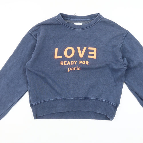 Zara Girls Blue LOVE Paris Graphic Pullover Sweatshirt 11-12 Years