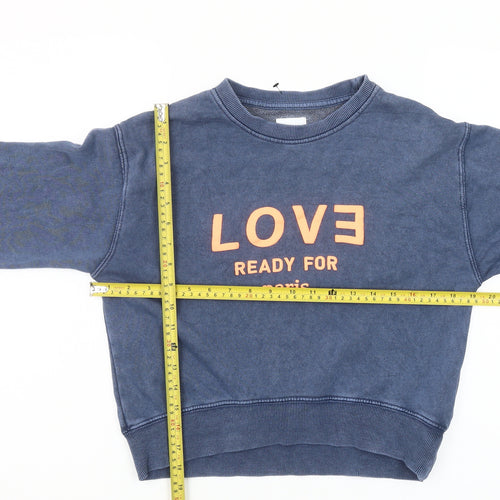 Zara Girls Blue LOVE Paris Graphic Pullover Sweatshirt 11-12 Years