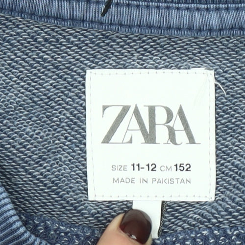 Zara Girls Blue LOVE Paris Graphic Pullover Sweatshirt 11-12 Years