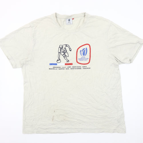 Rugby World Cup France 2023 Beige Men's 2XL Cotton Short Sleeve T-Shirt