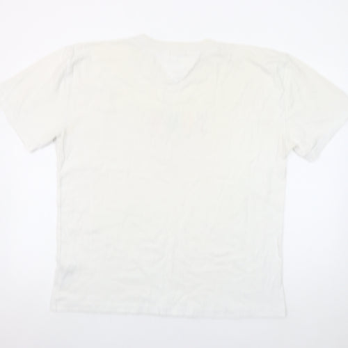 Tommy Jeans Men's White Oversized Logo T-Shirt Size L Cotton