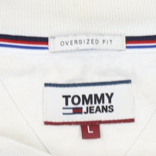 Tommy Jeans Men's White Oversized Logo T-Shirt Size L Cotton