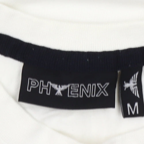 Phenix Men’s White Cotton Stretch Crew Neck Logo T-Shirt Size M