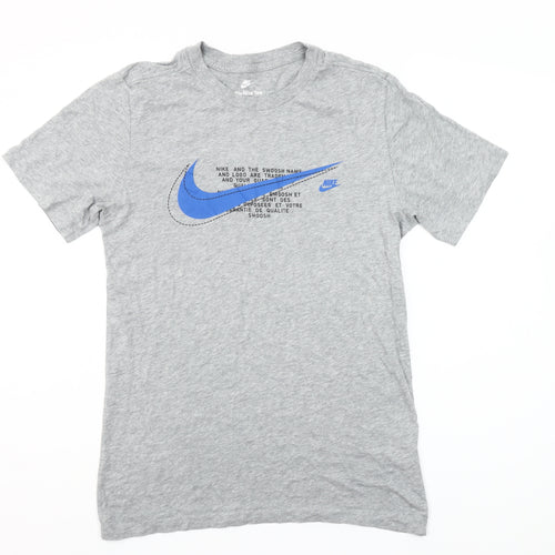 Nike Men's Grey Small Graphic Print Crew Neck T-Shirt