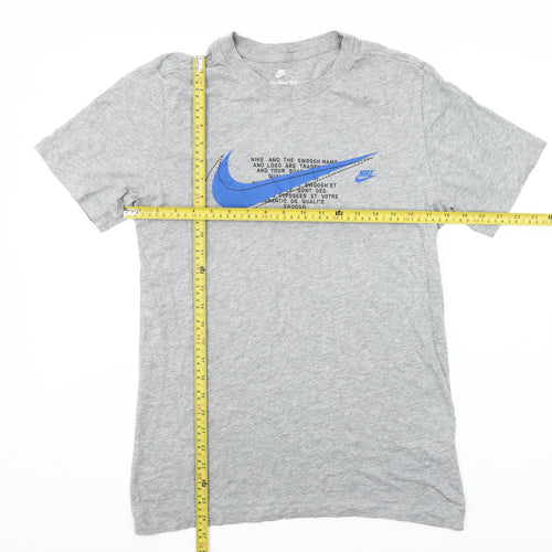 Nike Men's Grey Small Graphic Print Crew Neck T-Shirt