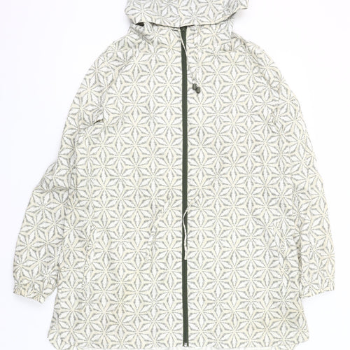Marks and Spencer Womens Beige Geometric Hooded Rain Coat Jacket M