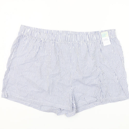 Primark Women Blue Striped Cotton Sleep Shorts 2XL Lightweight Summer