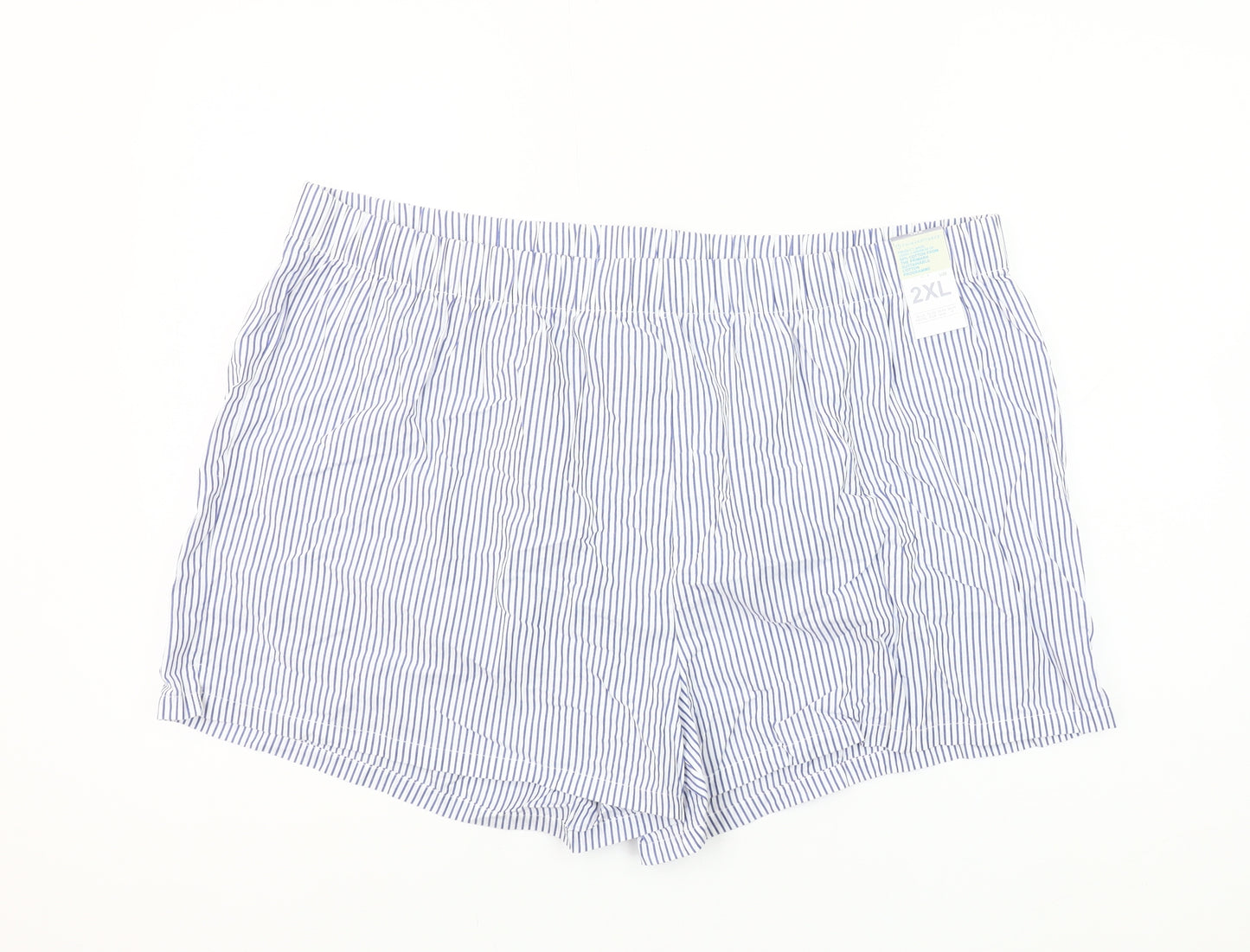 Primark Women Blue Striped Cotton Sleep Shorts 2XL Lightweight Summer