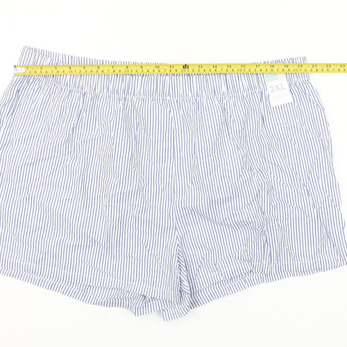 Primark Women Blue Striped Cotton Sleep Shorts 2XL Lightweight Summer