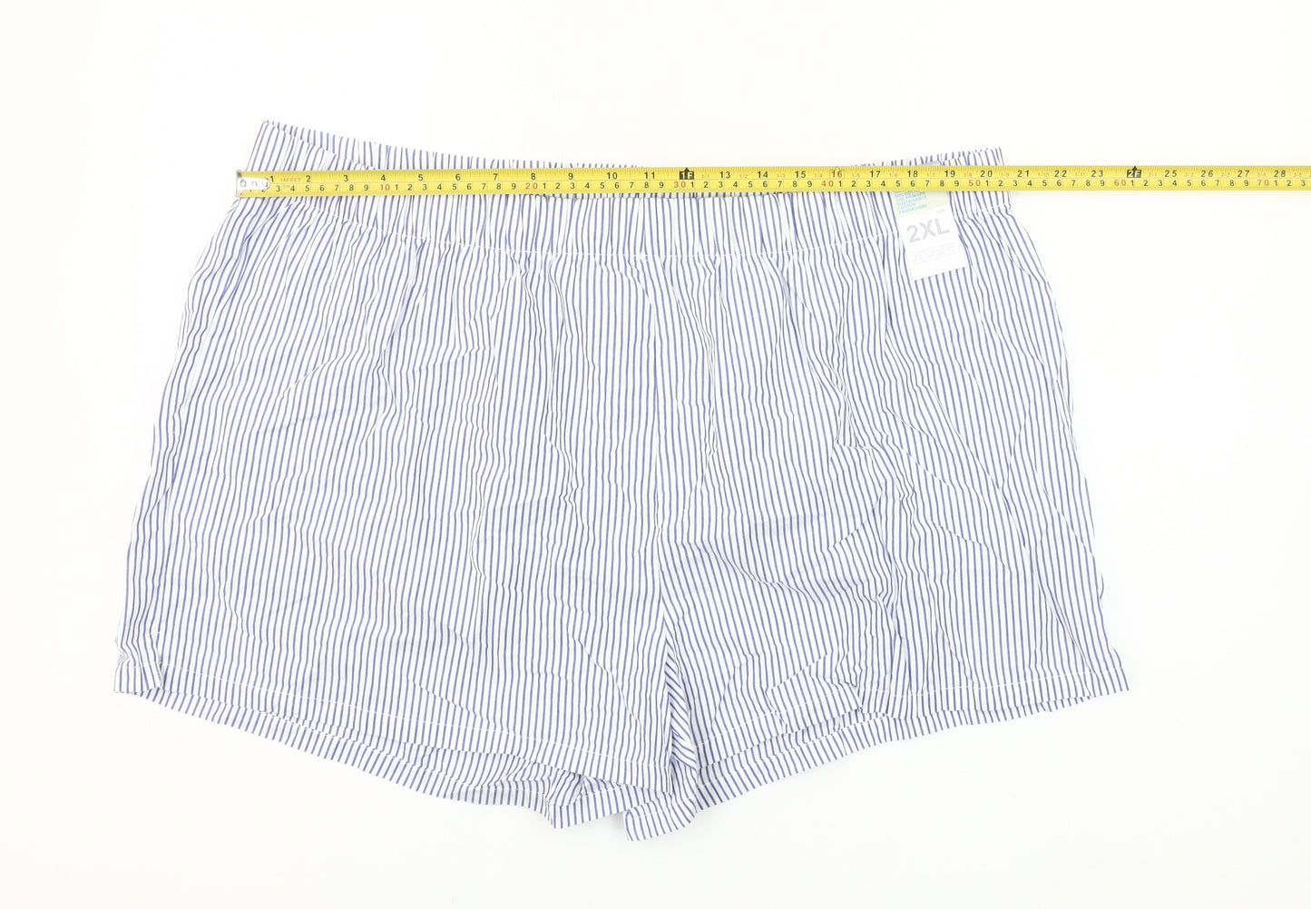 Primark Women Blue Striped Cotton Sleep Shorts 2XL Lightweight Summer