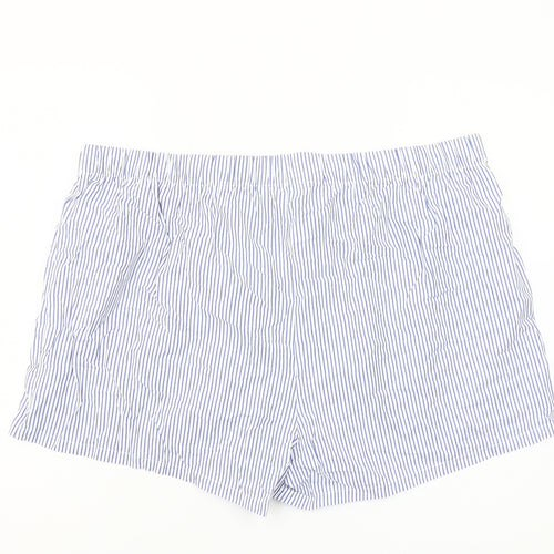 Primark Women Blue Striped Cotton Sleep Shorts 2XL Lightweight Summer