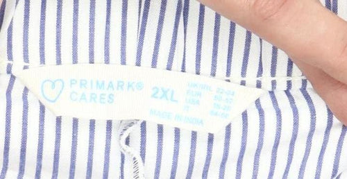 Primark Women Blue Striped Cotton Sleep Shorts 2XL Lightweight Summer
