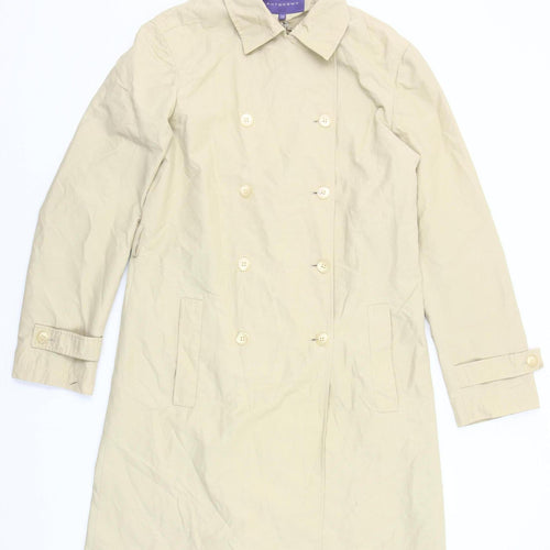 Autonomy Womens Beige Trench Coat Size 10 Classic Mid-Length Cotton Blend