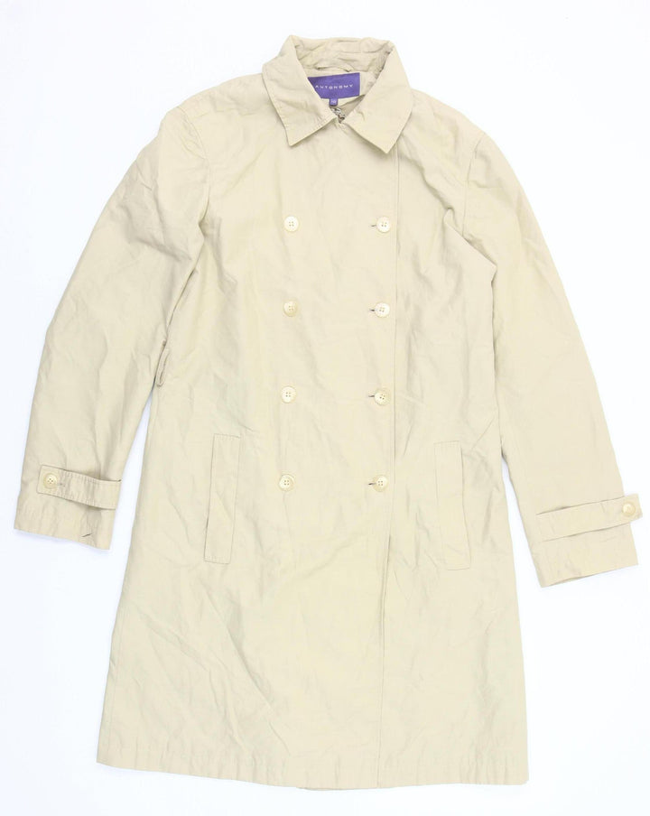 Autonomy Womens Beige Trench Coat Size 10 Classic Mid-Length Cotton Blend