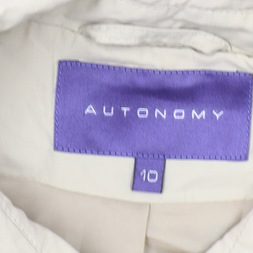 Autonomy Womens Beige Trench Coat Size 10 Classic Mid-Length Cotton Blend